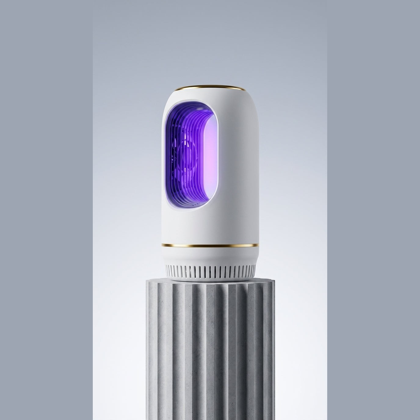 Lampe anti-moustique MoustiGo allumée, lumière UV